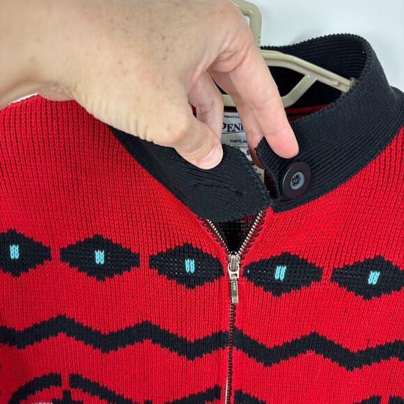 Pendleton Vintage Sweater Jacket Full Zip Small 100% Cotton Southwest turquoise - Picture 5 of 10